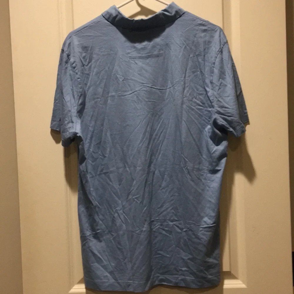 Banana Republic mens 1/4 button polo shirt collar short sleeves size L blue